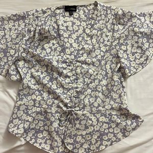 Lucy Paris ruched floral blouse; size small; lightly worn 3-4x